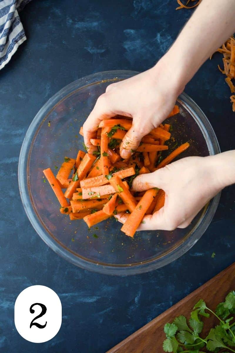 Carrots tossed in a bowl.