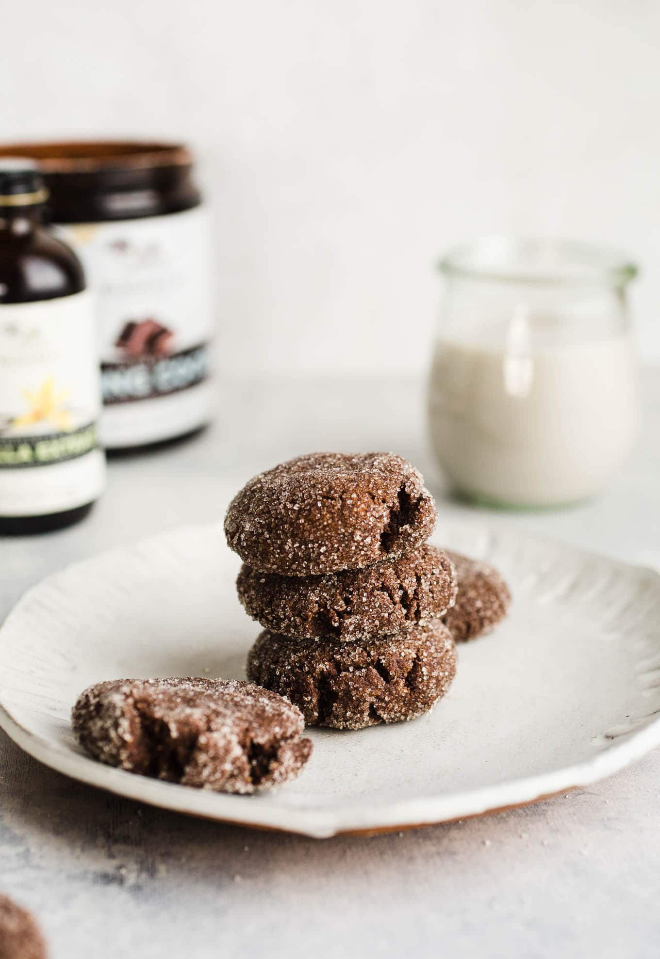 A combination of cocoa, almond flour, vanilla, and molasses make these Chewy Chocolate Molasses Cookies soft and delicious. An easy gluten-free, vegan cookie!