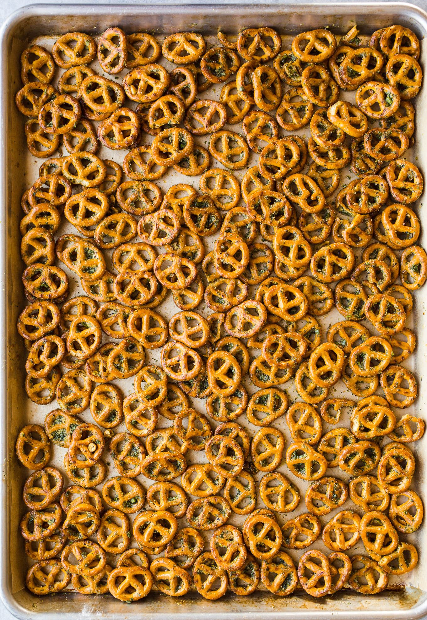 Gluten-Free Seasoned Pretzels made with olive oil, herbs, and nutritional yeast for an easy homemade snack recipe. Vegan.