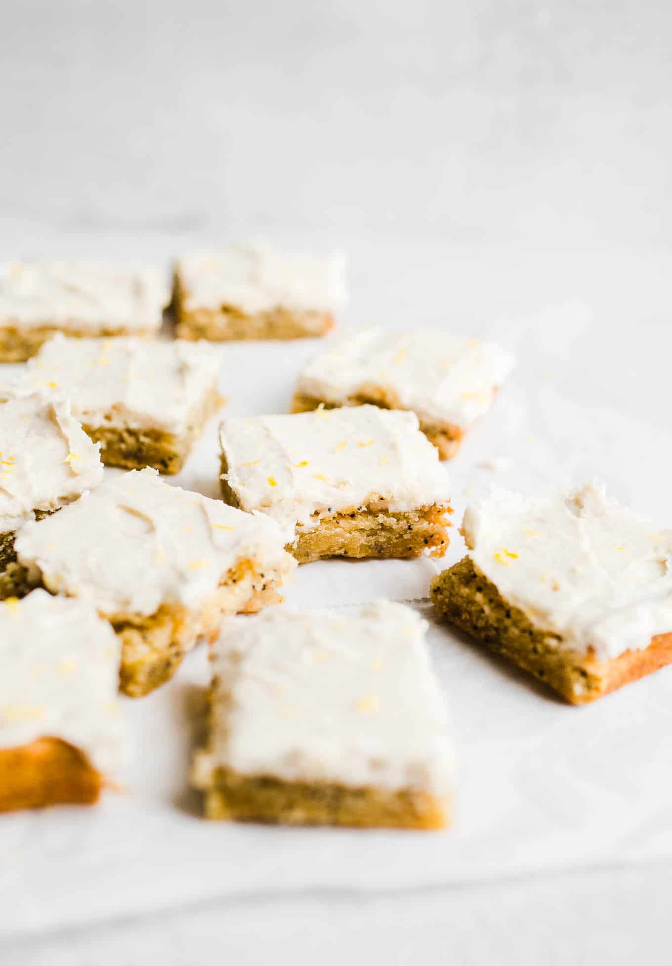 Vegan Lemon Poppyseed Snack Cake with Lemon Buttercream Frosting