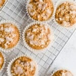 Pumpkin muffins on a wire rack.