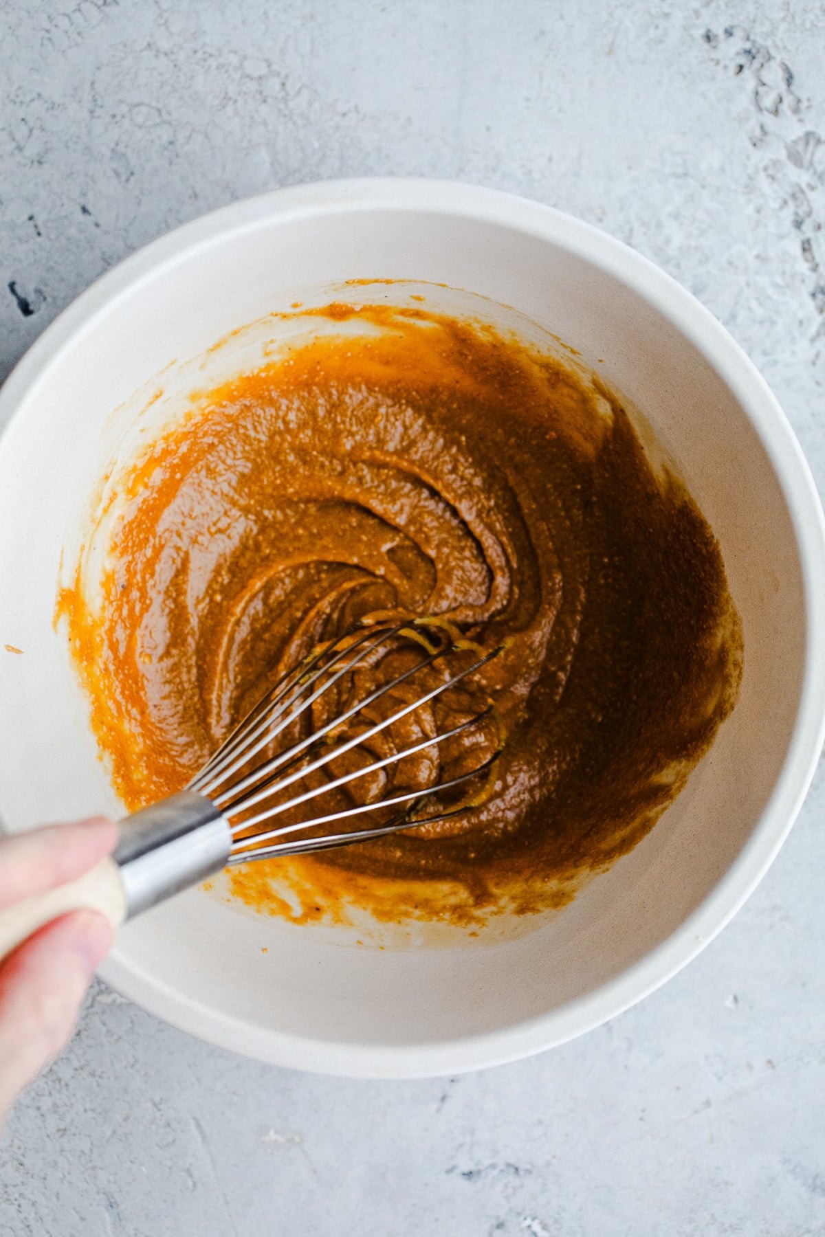 Peanut butter batter in a mixing bowl.