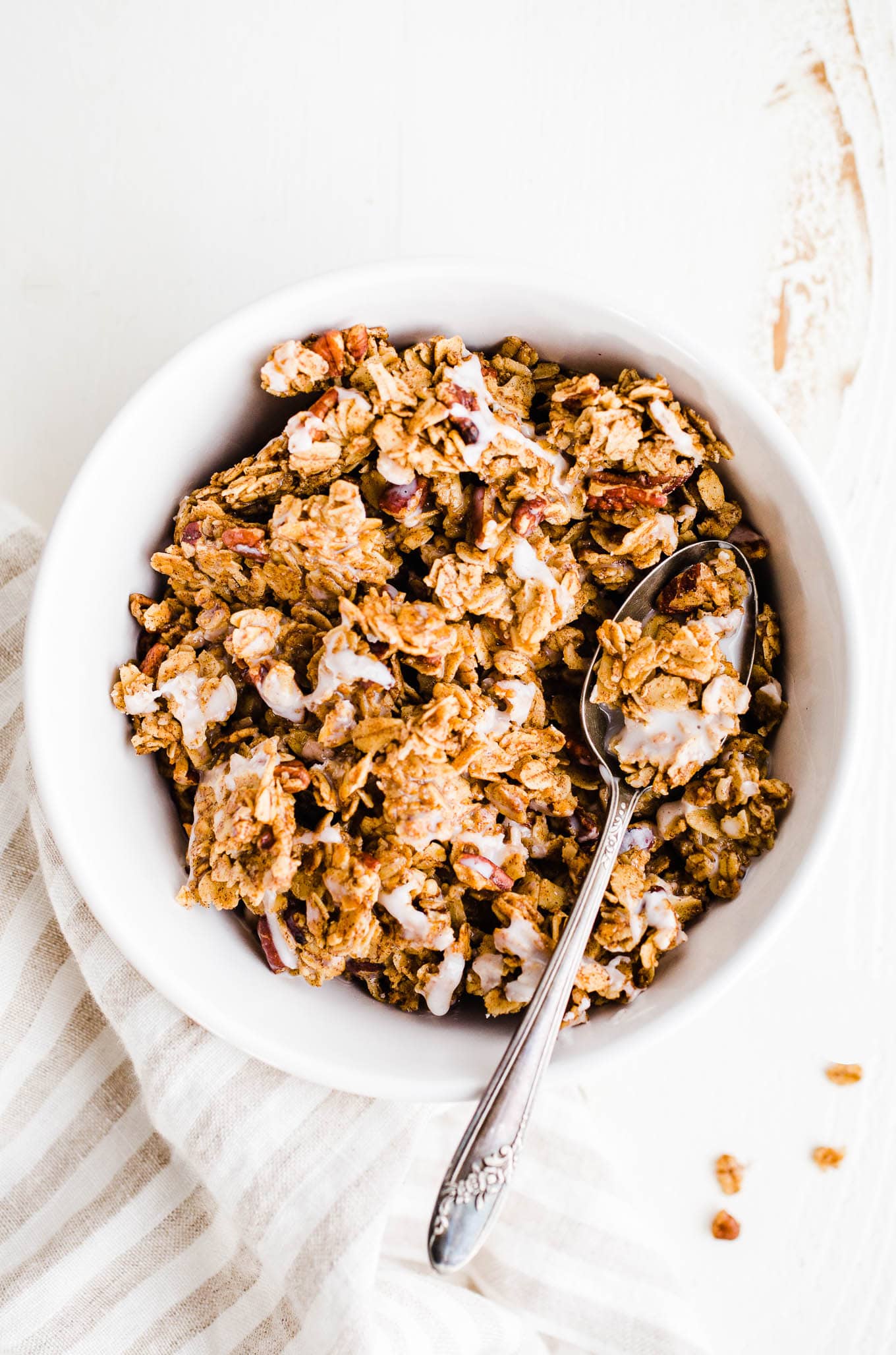 chunky cinnamon granola in bowl