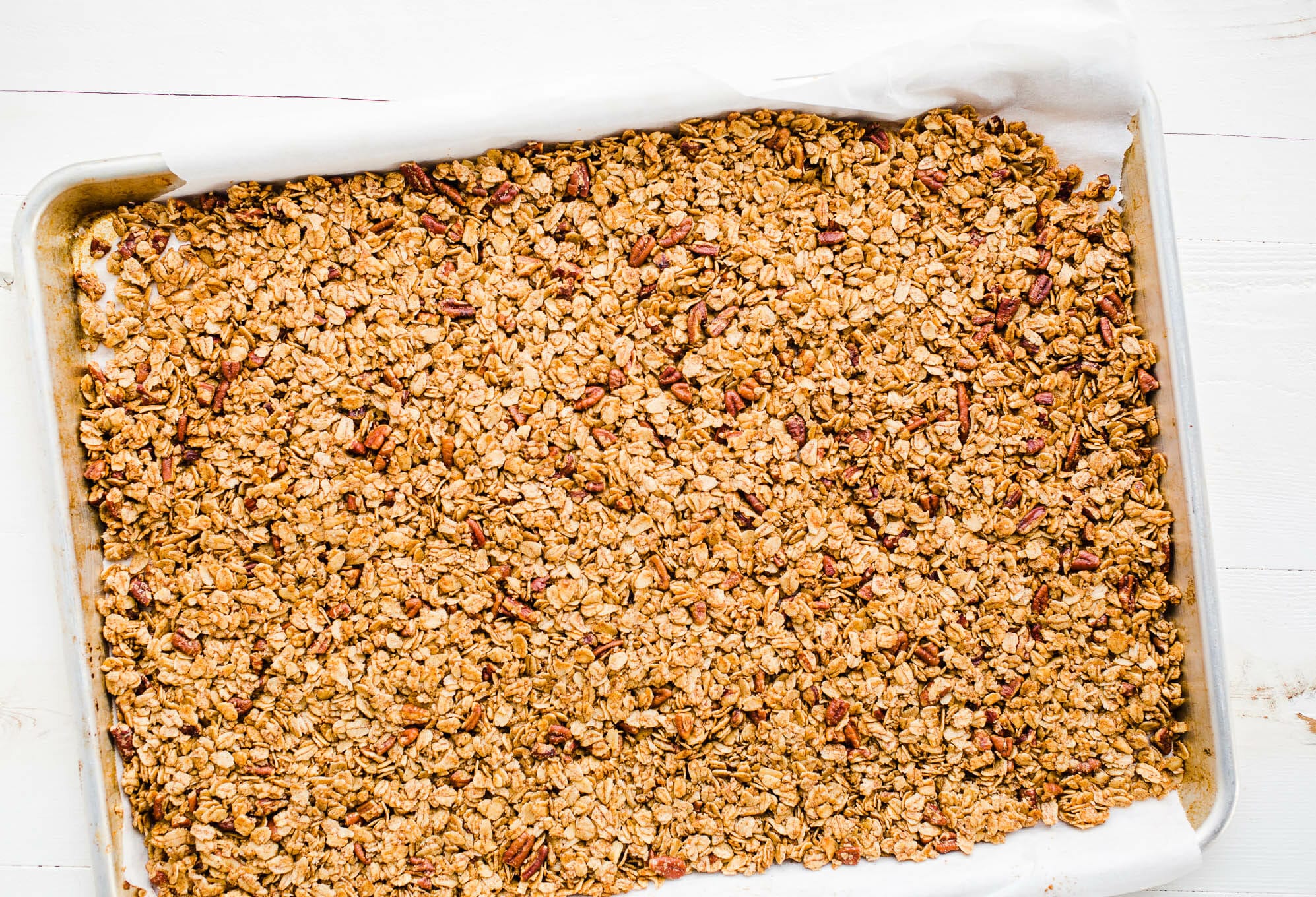 baked granola in pan