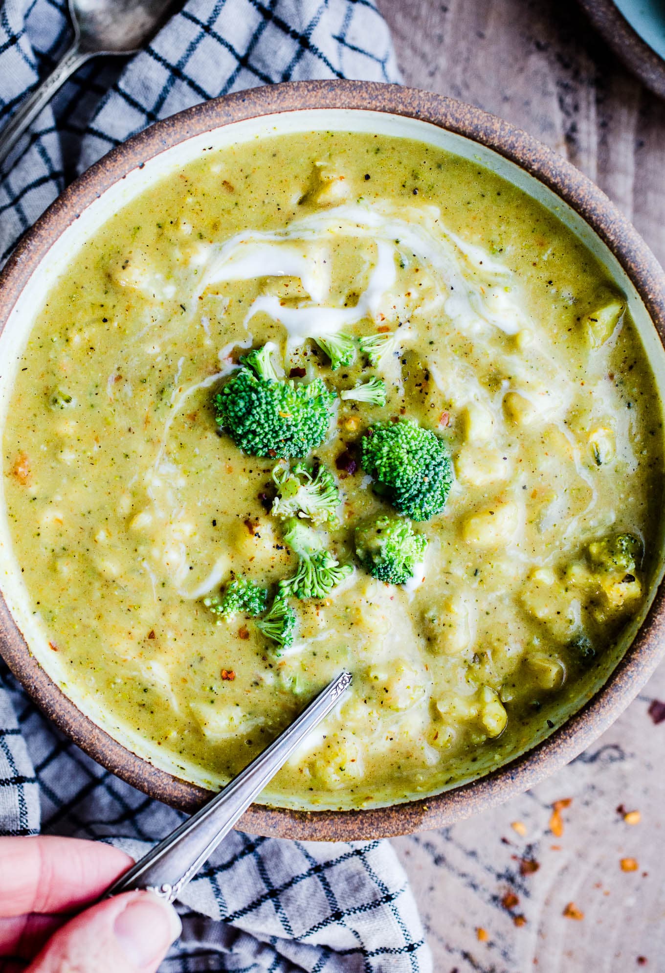 soup in bowl with toppings