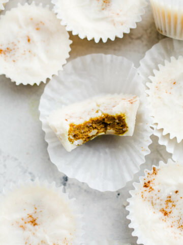 coconut golden milk cups with almond butter centers