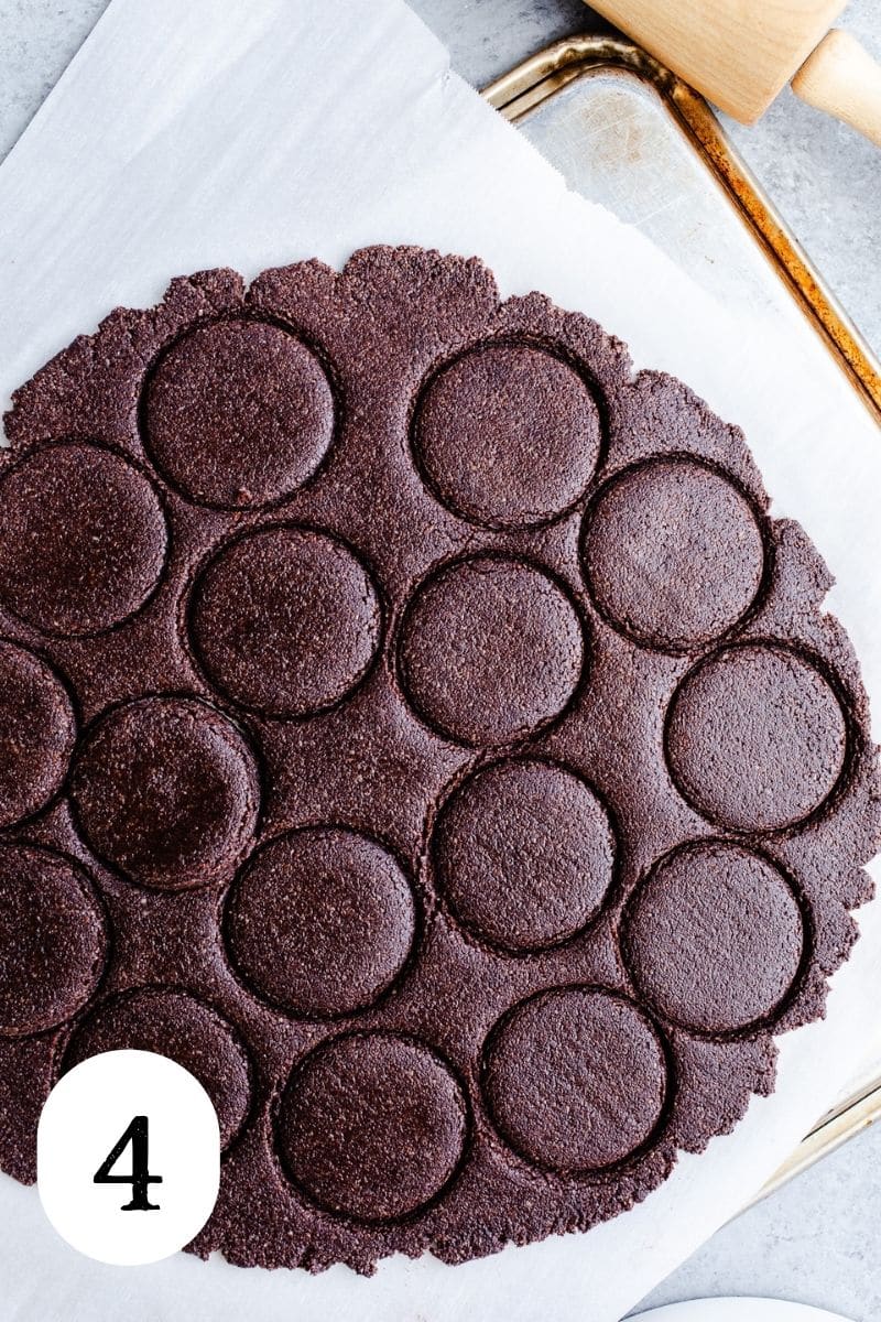 Cookie cutouts on a baking sheet.