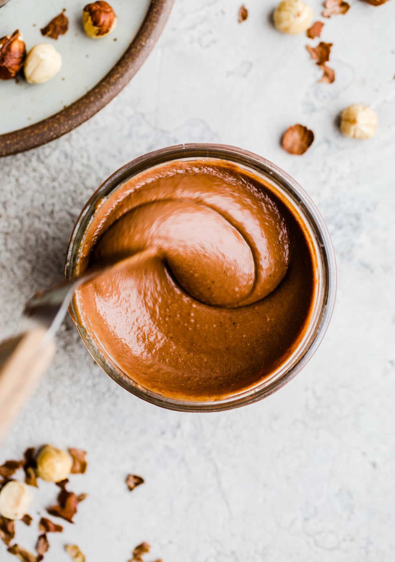chocolate hazelnut spread in a jar