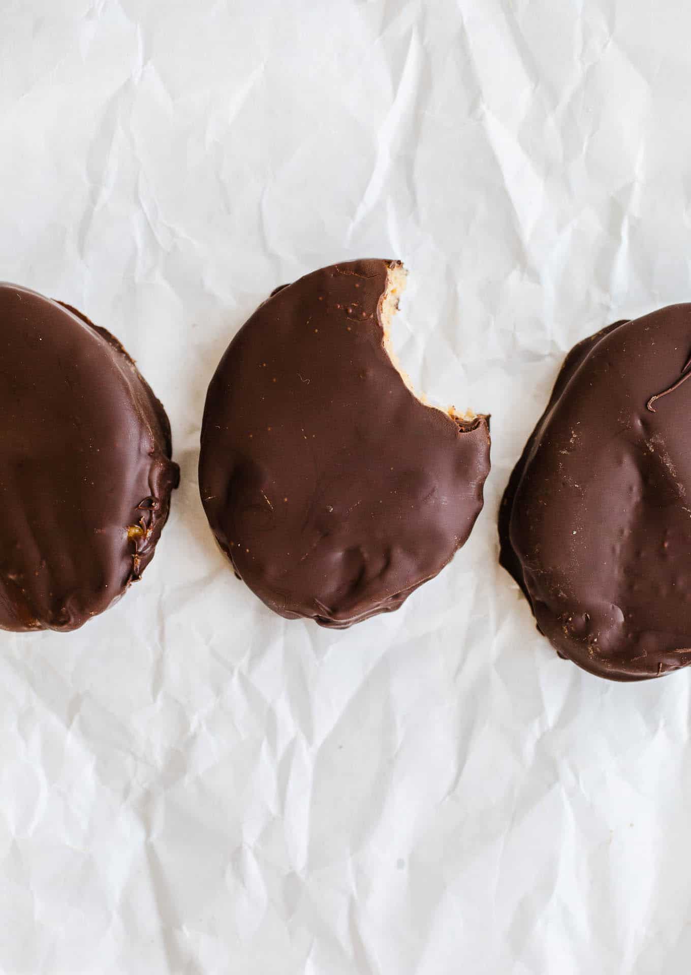 Chocolate Easter eggs on parchment paper.