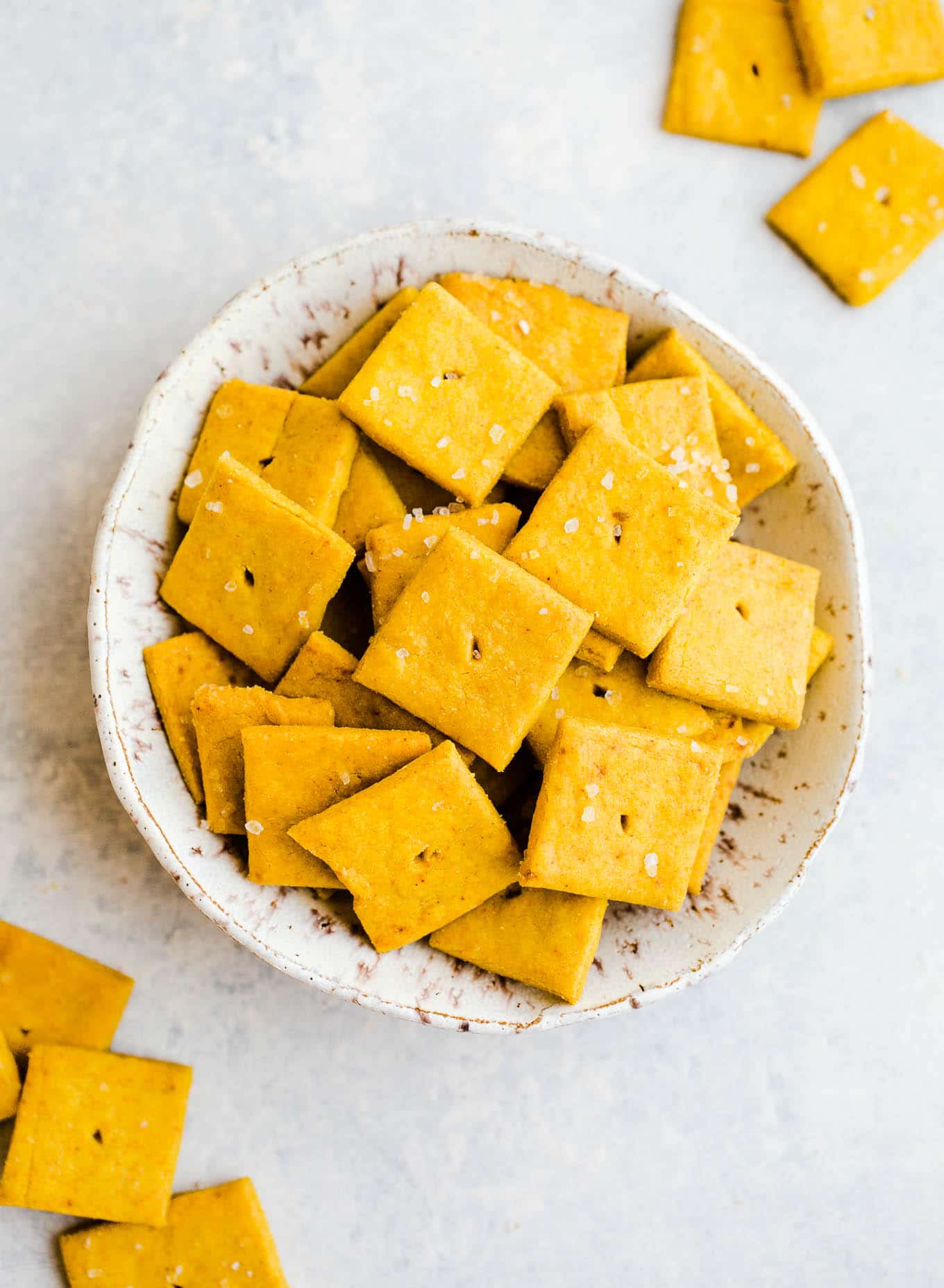 crispy cheese crackers in bowl