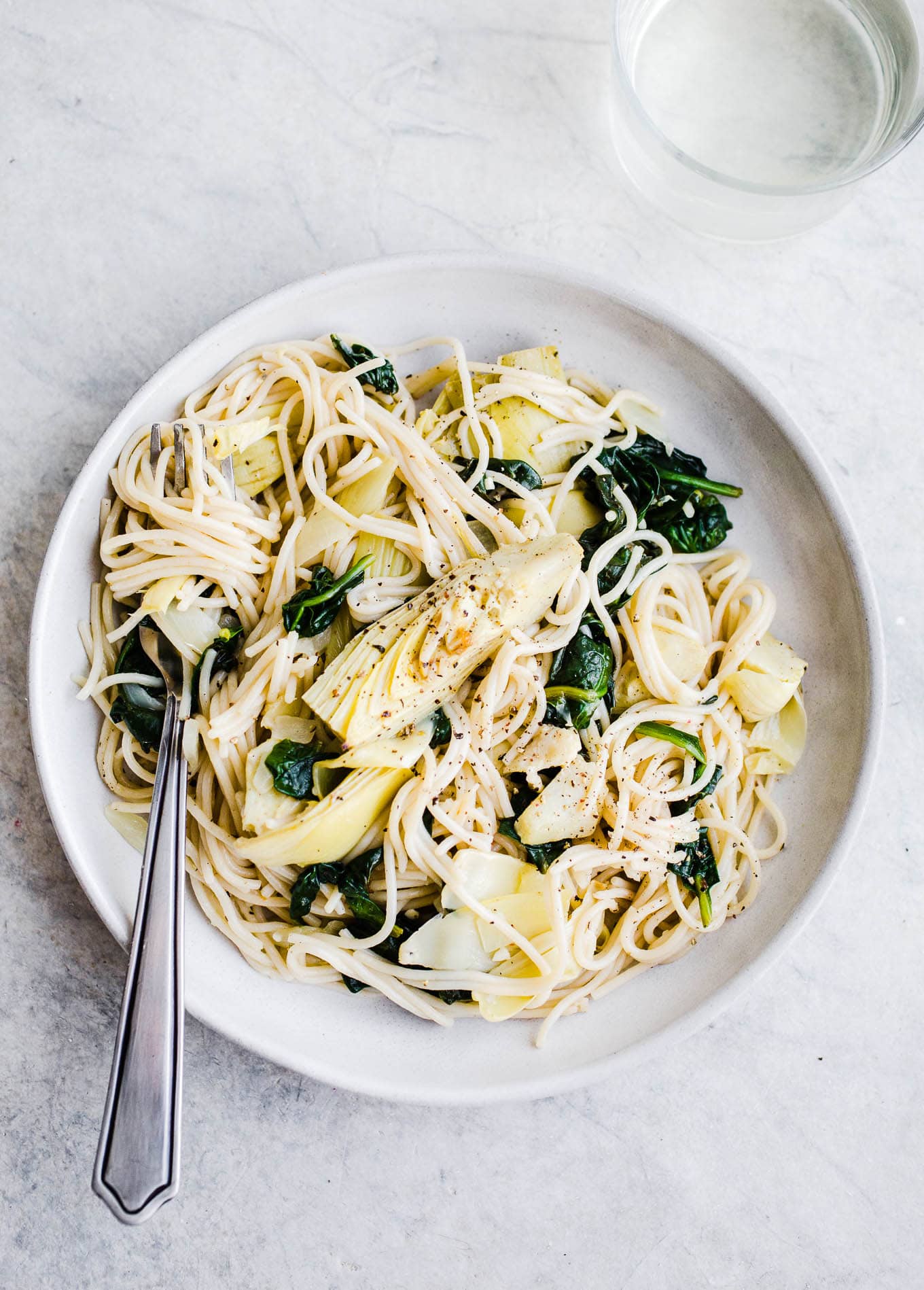 pasta on a plate with a fork