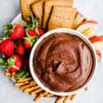 Chocolate hummus in a bowl.