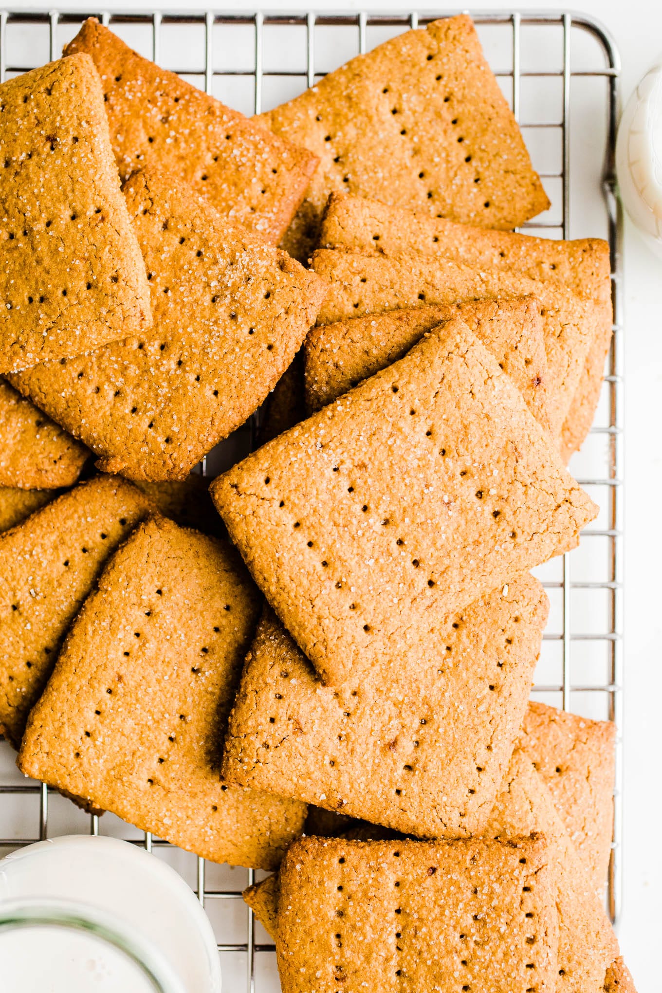 Graham crackers on a cooling rack.
