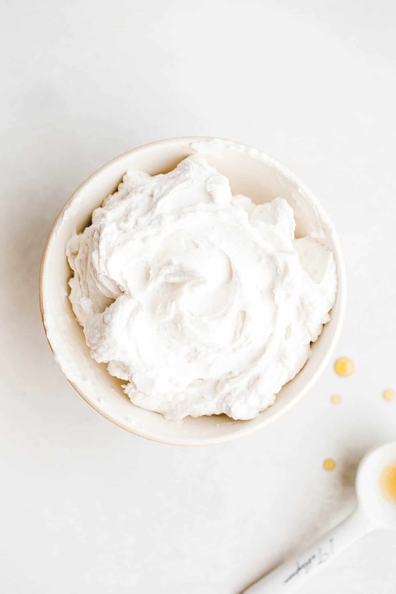 coconut whipped cream in a bowl