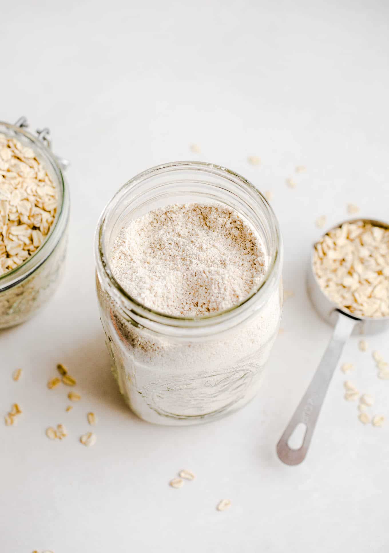 oats and oat flour in containers