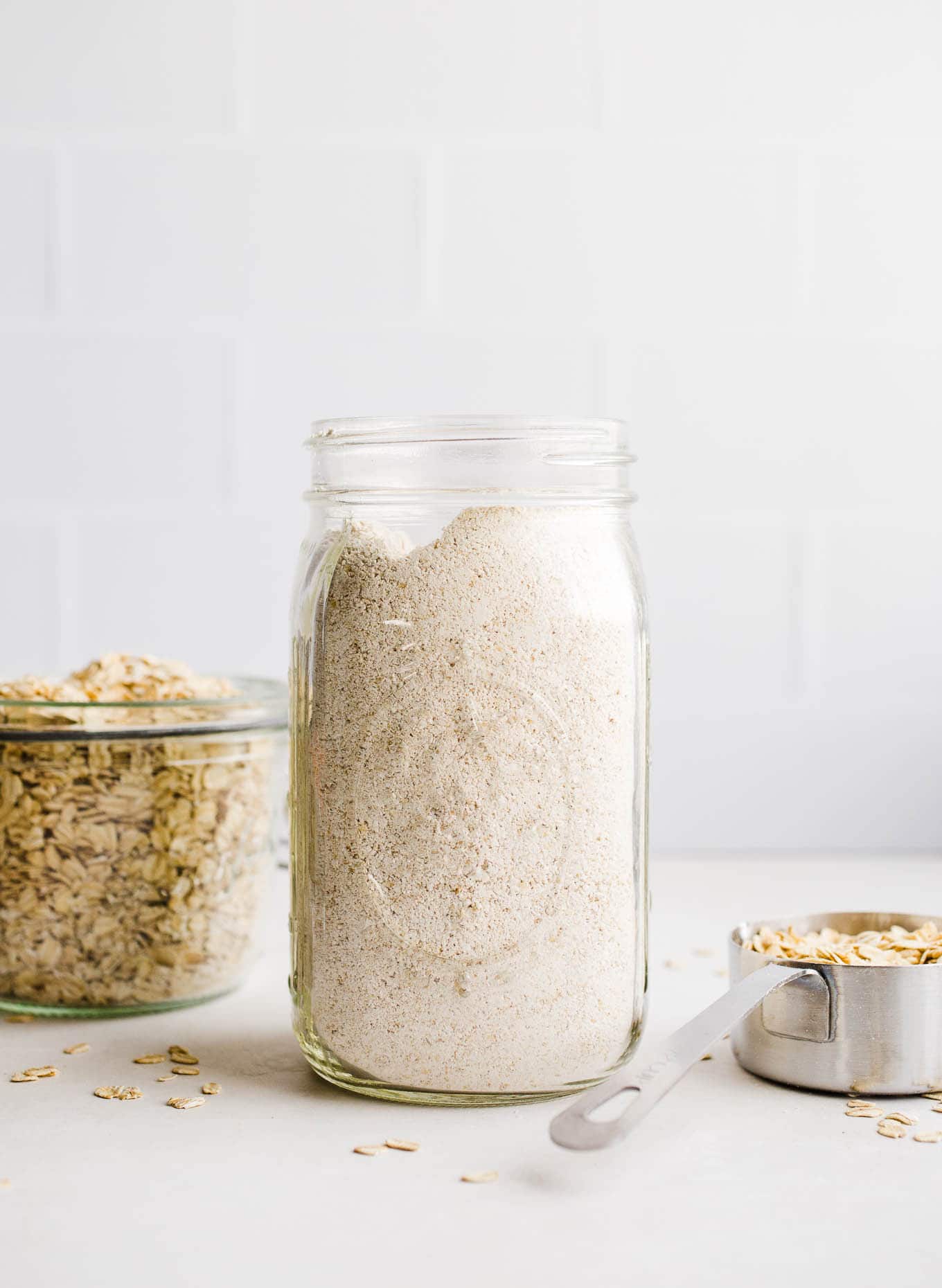 homemade oat flour in jars