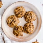 Cookies on a tan plate.