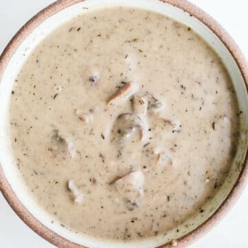 cream of mushroom soup in bowl