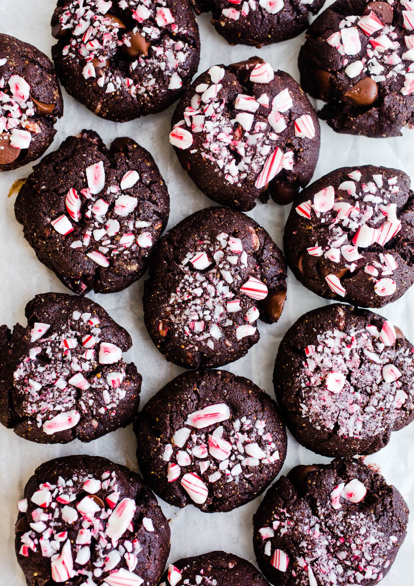 chocolate cookies on parchment paper