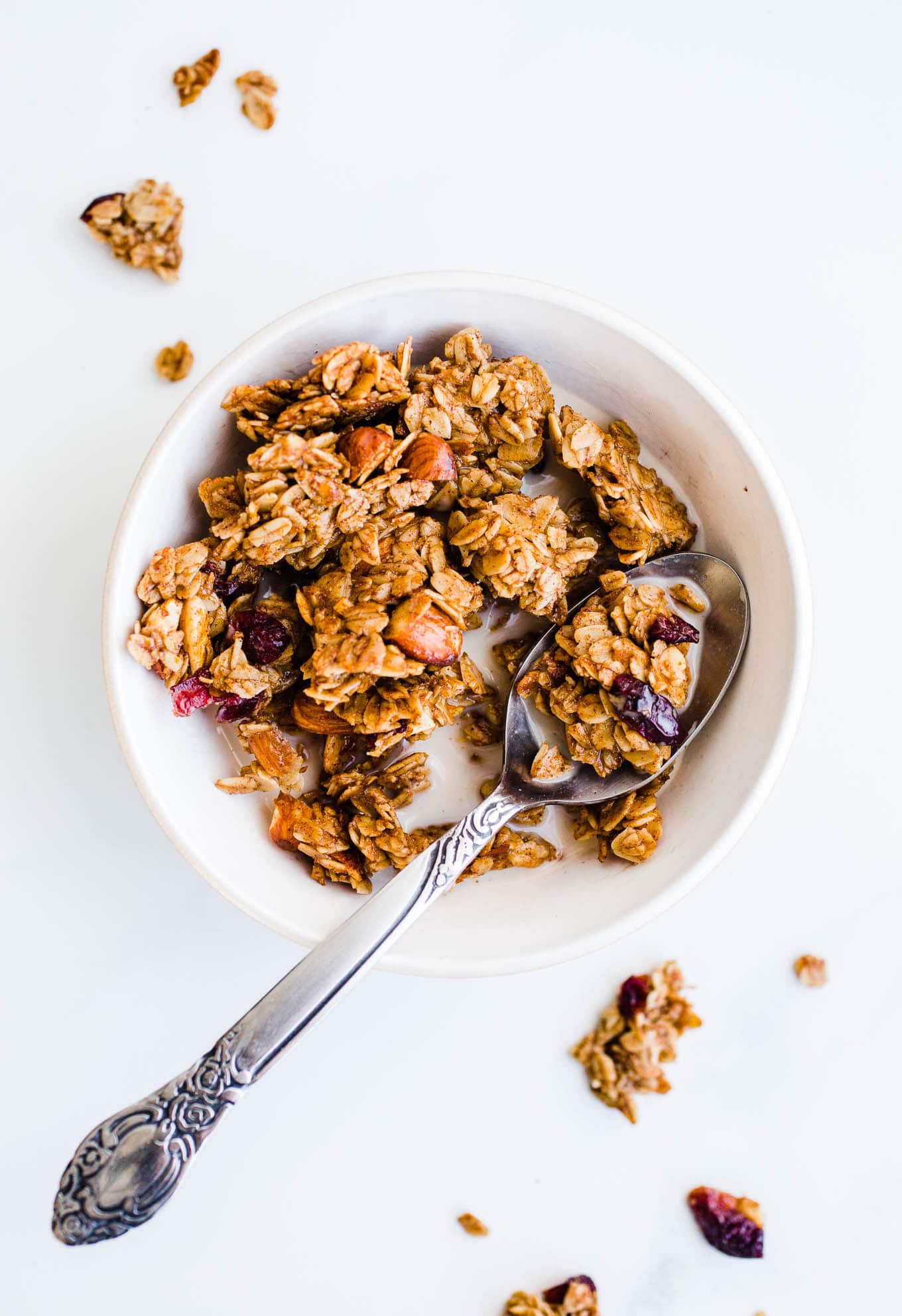 gingerbread granola in a bowl
