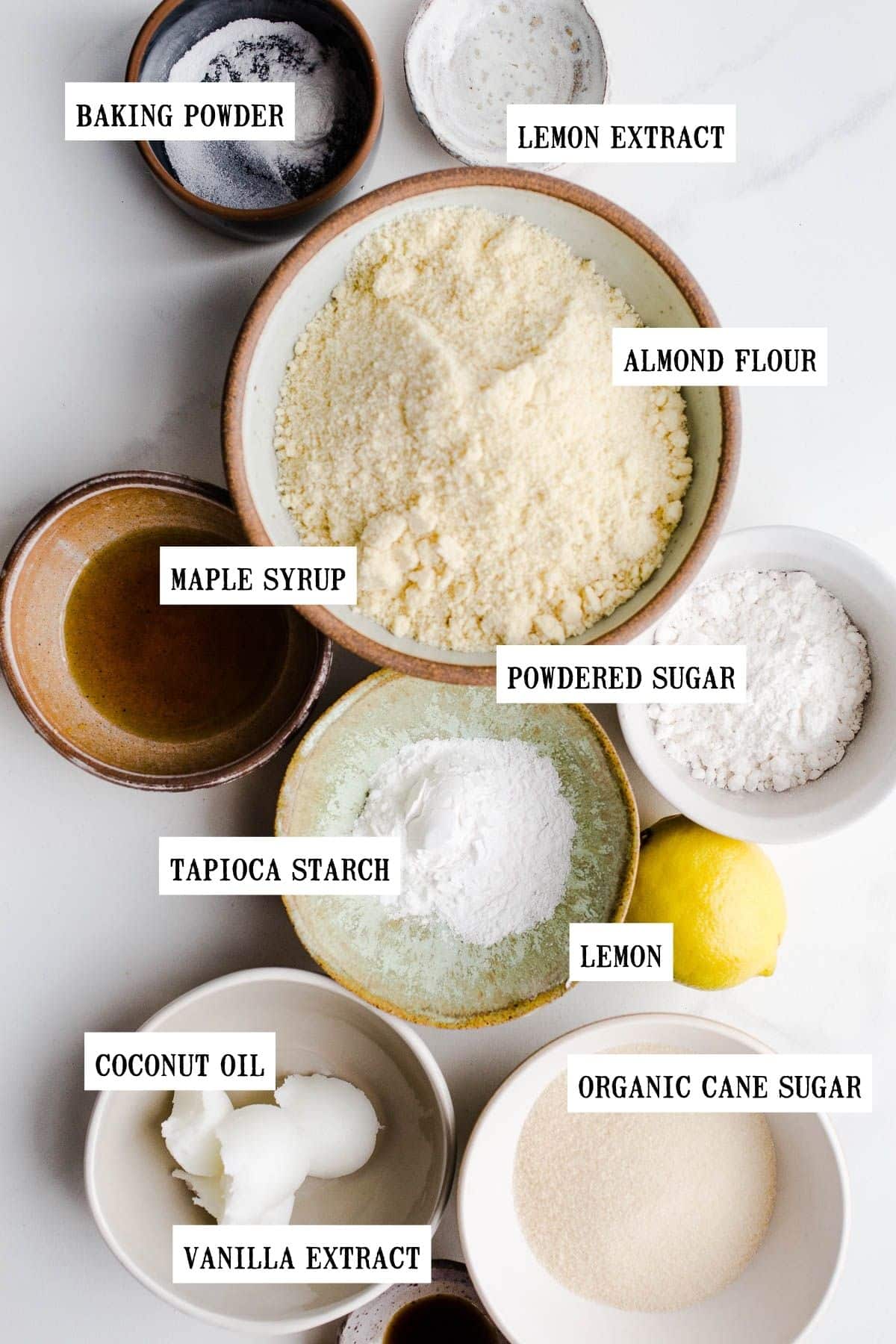 Ingredients to make lemon crinkles. 