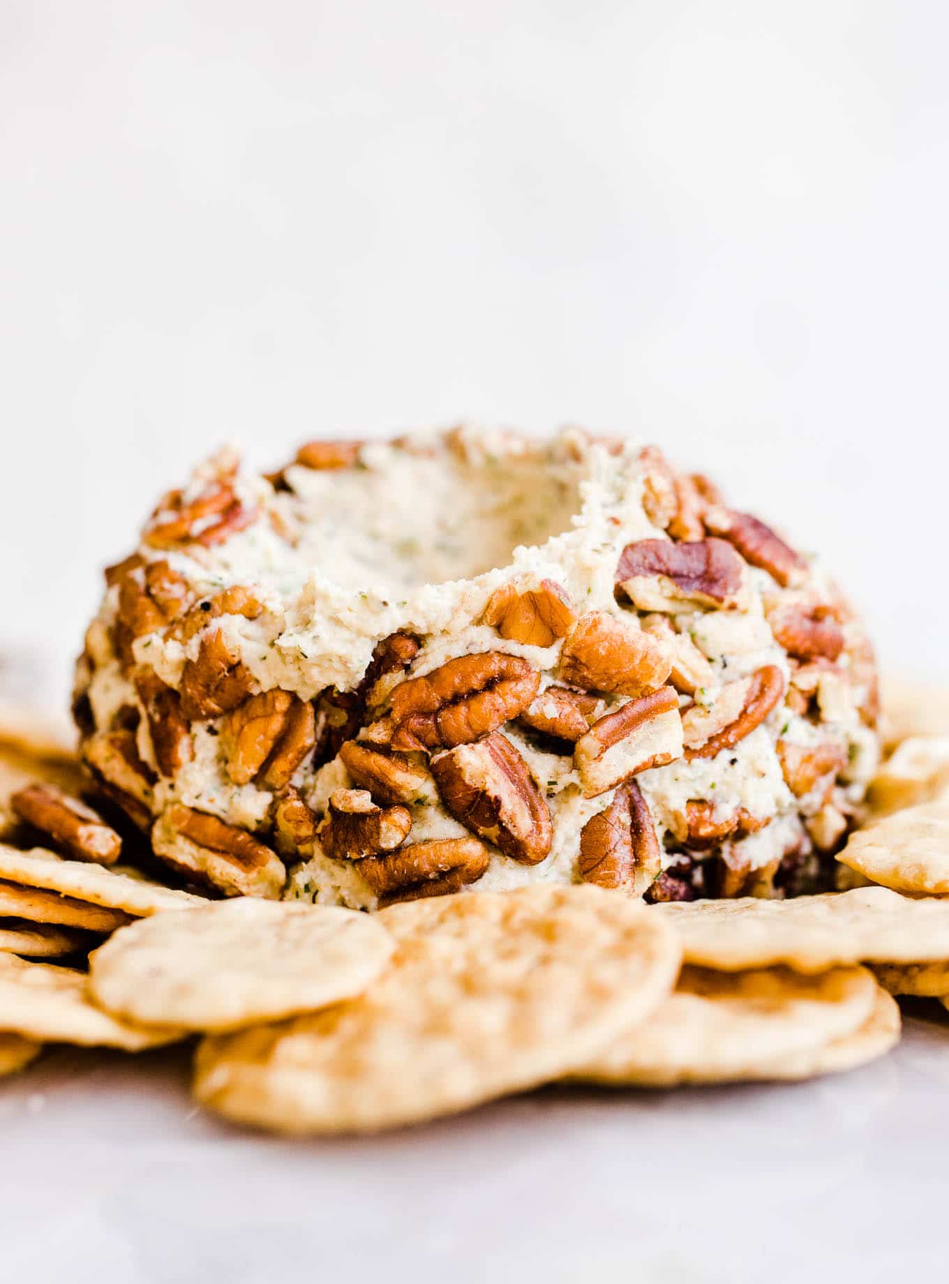 cheese ball coated with pecans