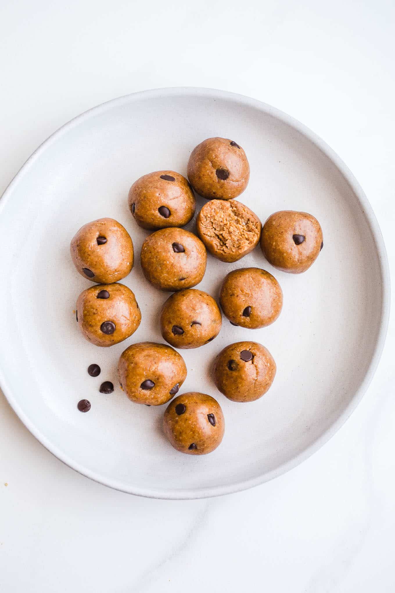 almond butter balls with chocolate chips