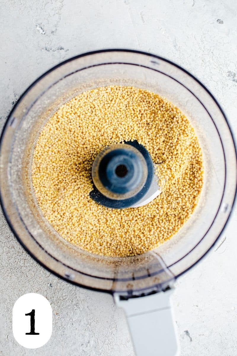 Millet seed in a food processor.