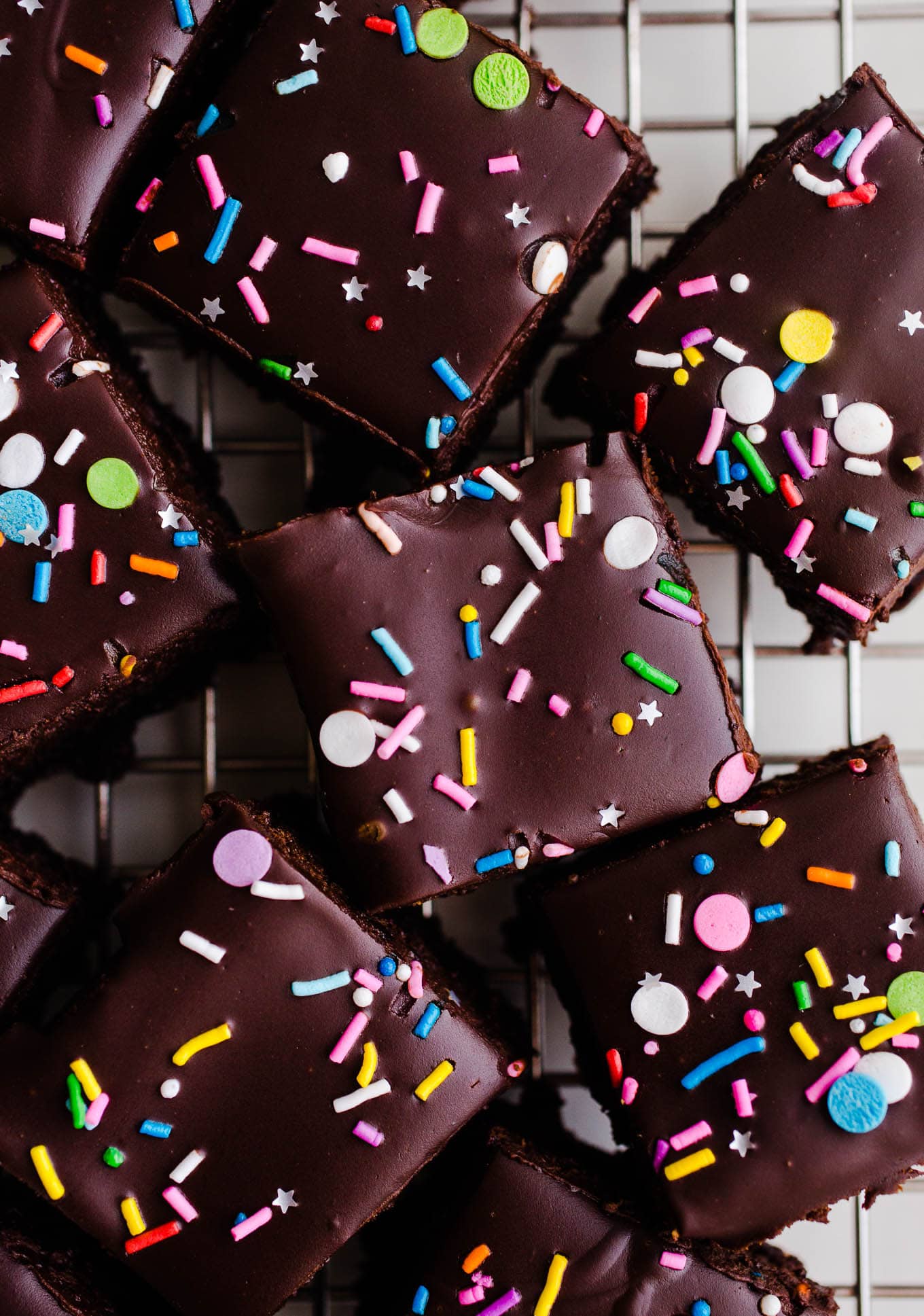 chocolate brownies with sprinkles.