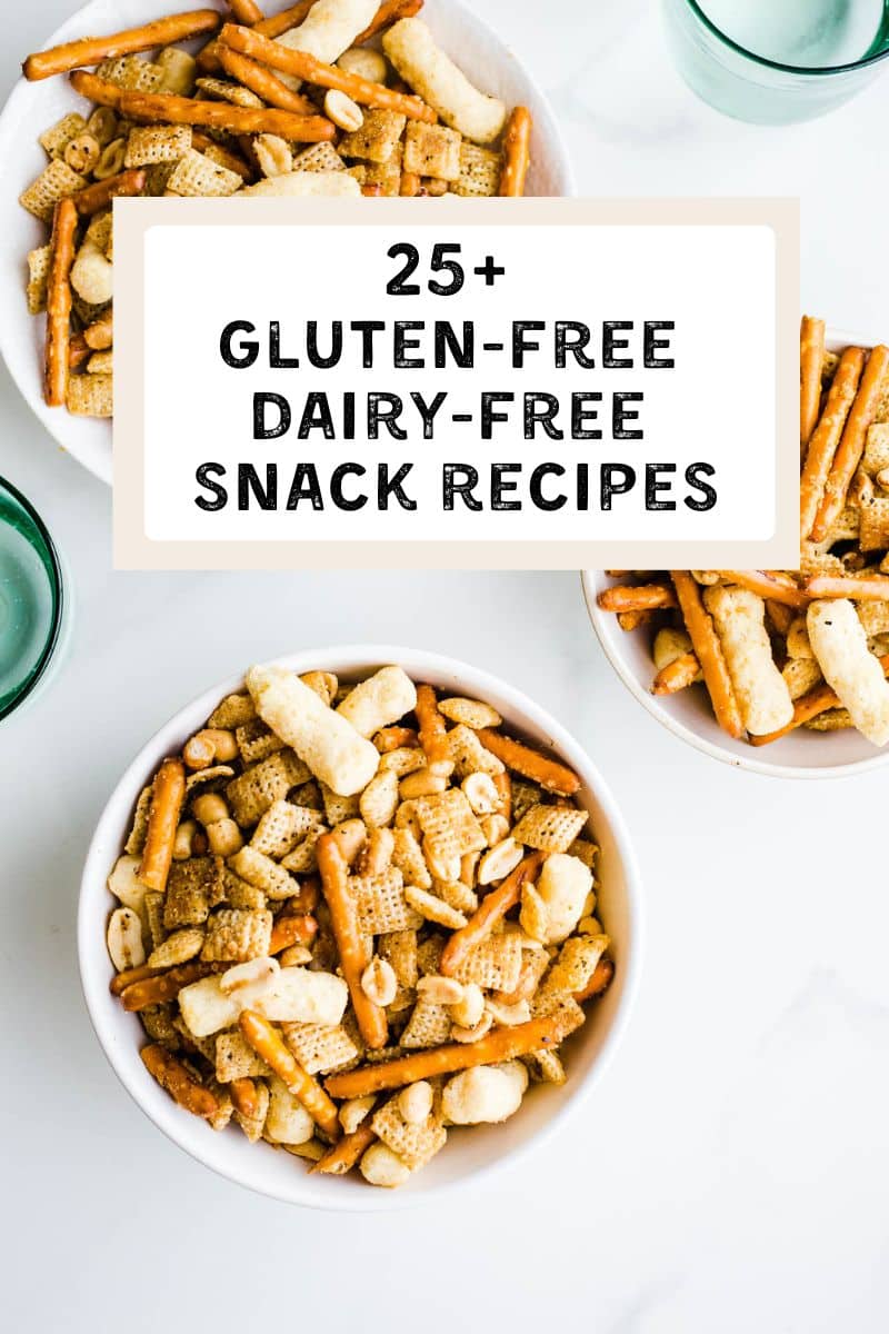 Three bowls full of gluten-free dairy-free snacks.