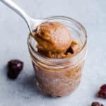 Date paste in a small glass mason jar.
