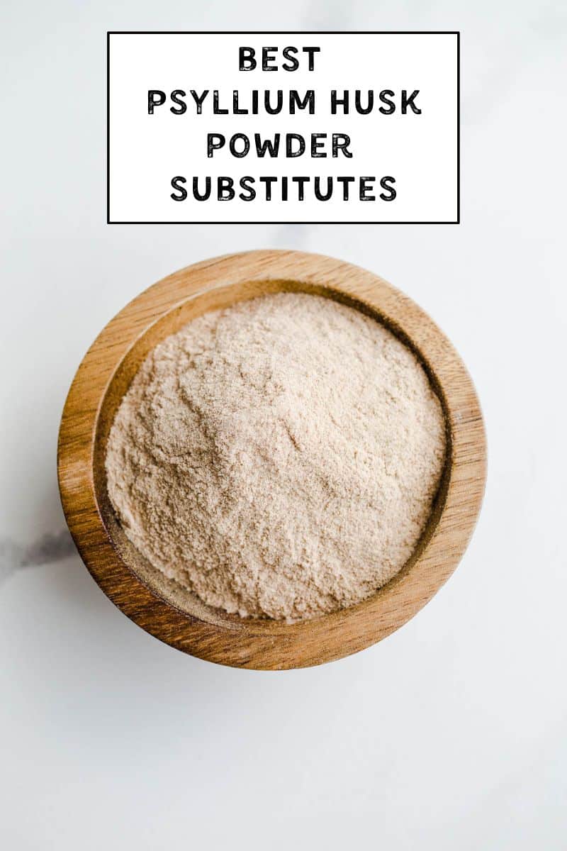 Psyllium husk powder in a small wooden bowl.