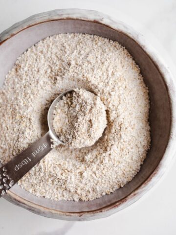 Oat flour in a bowl.