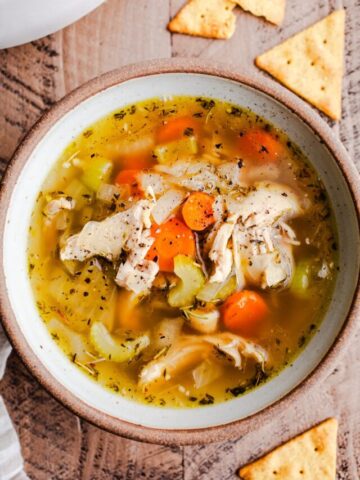 A bowl of chicken soup.