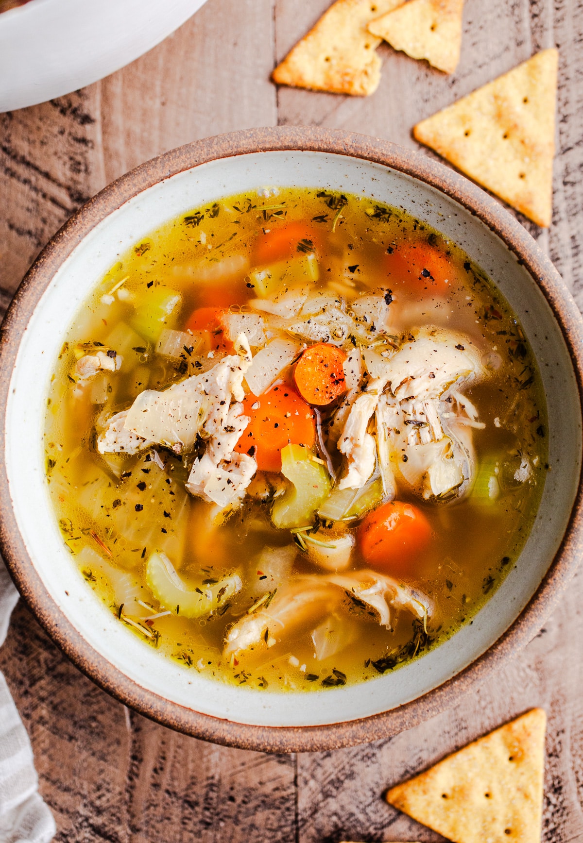 A bowl of chicken soup.