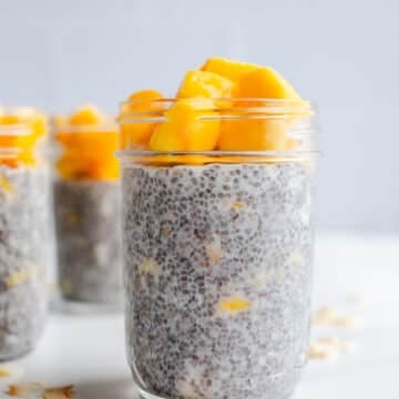 Chia pudding in mason jars.