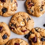 Cookies on parchment paper.