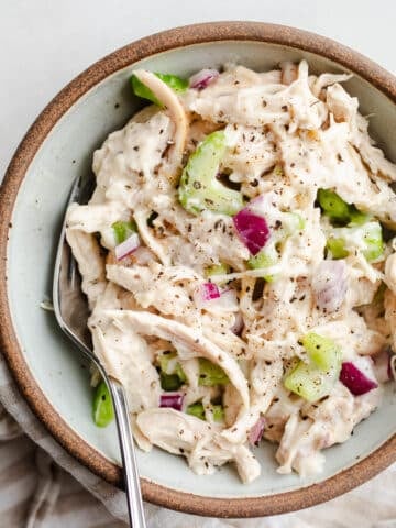 Chicken salad in large bowl.