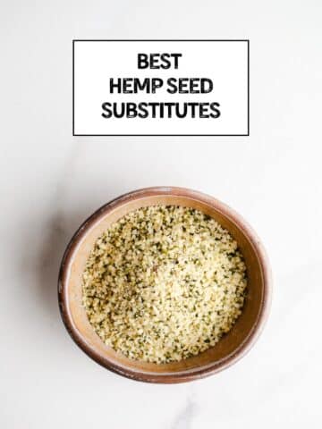 Hemp seeds in a small bowl.