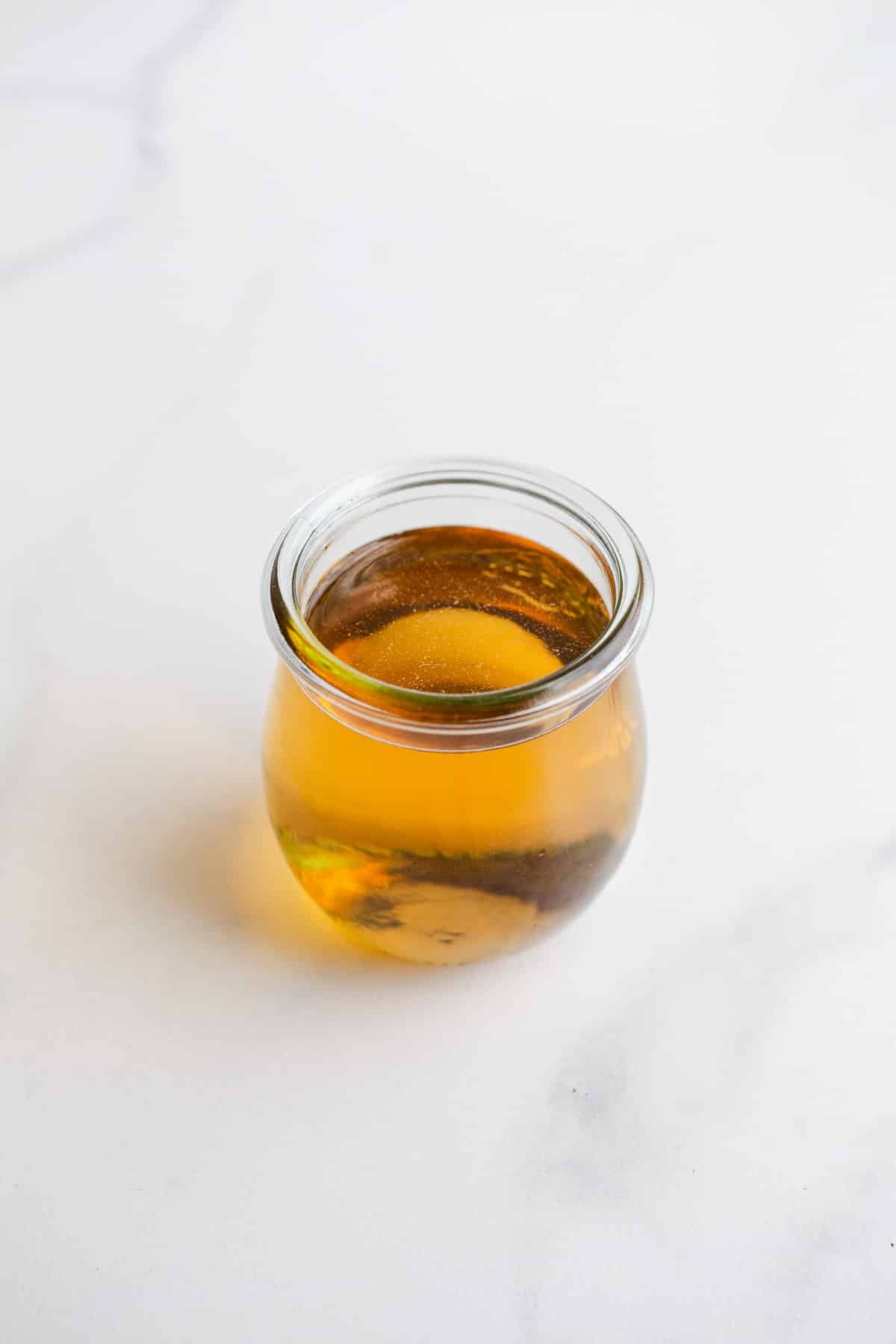 Simple syrup in a small jar.