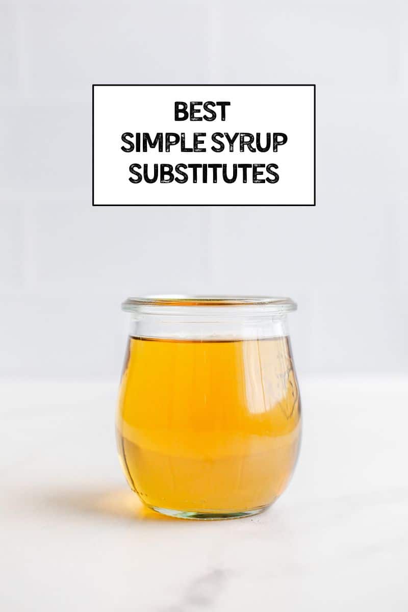 Simple syrup in a small glass. 