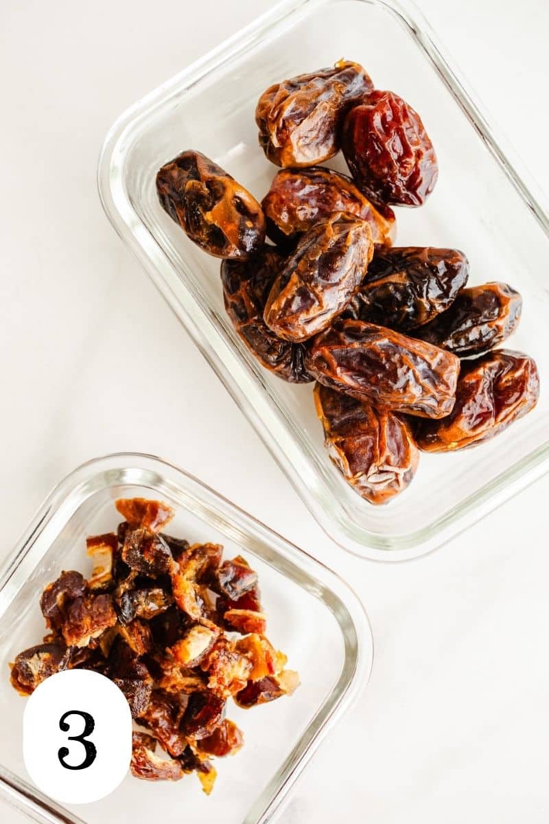 Dates in glass containers. 
