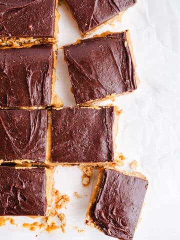 Chocolate frosted peanut butter bars.