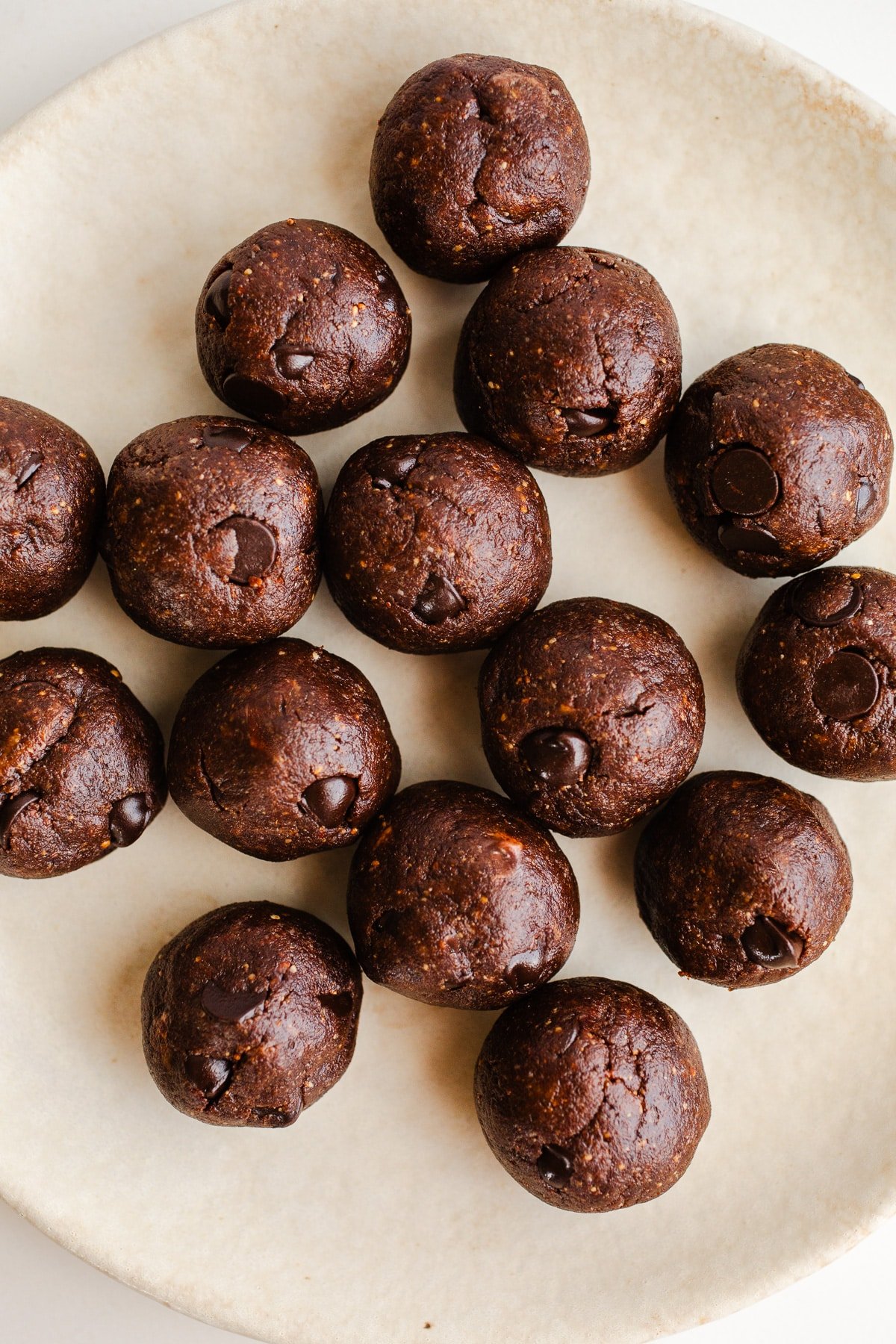 Brownie balls on a plate. 