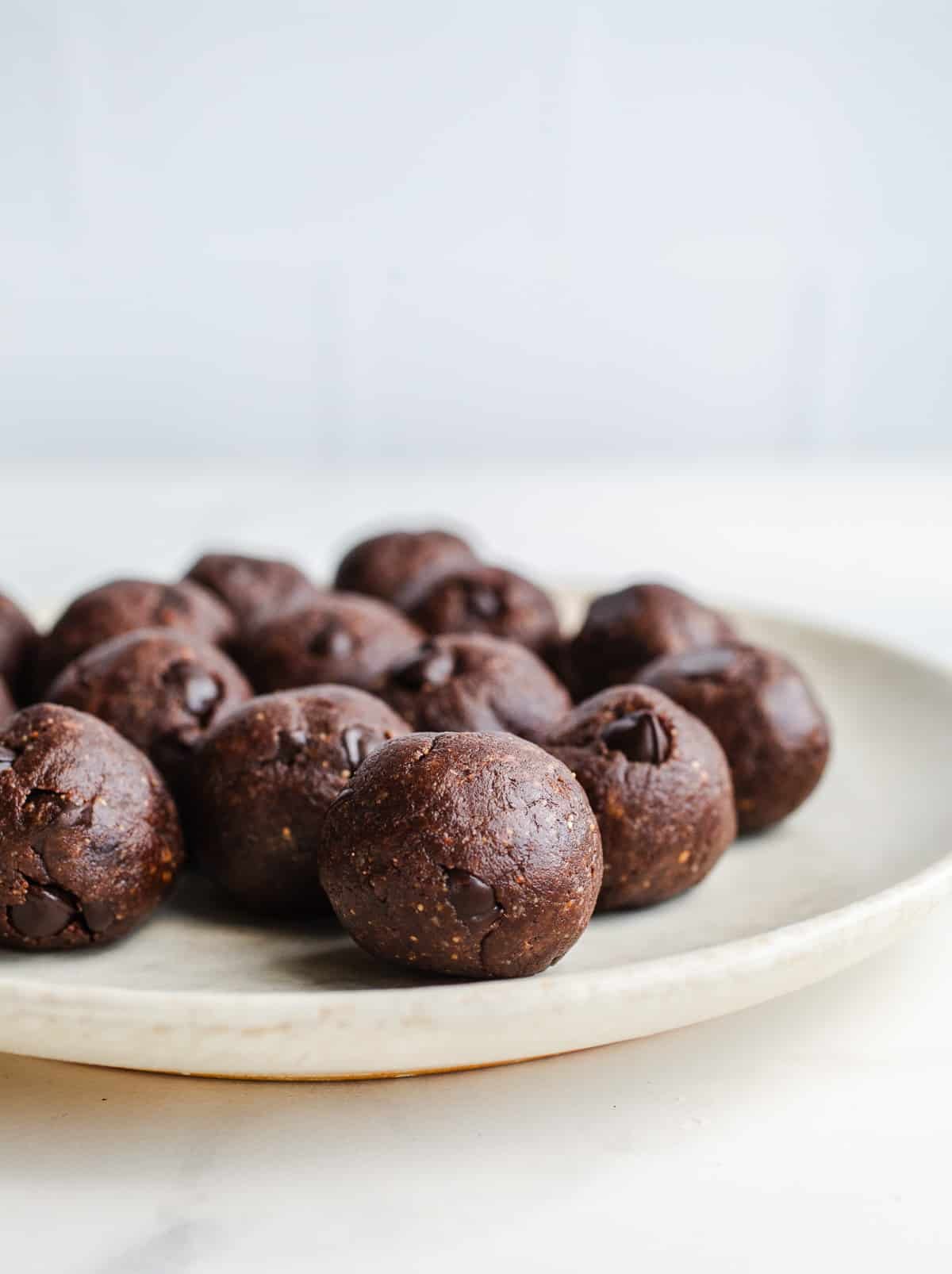 Brownie balls on a plate. 