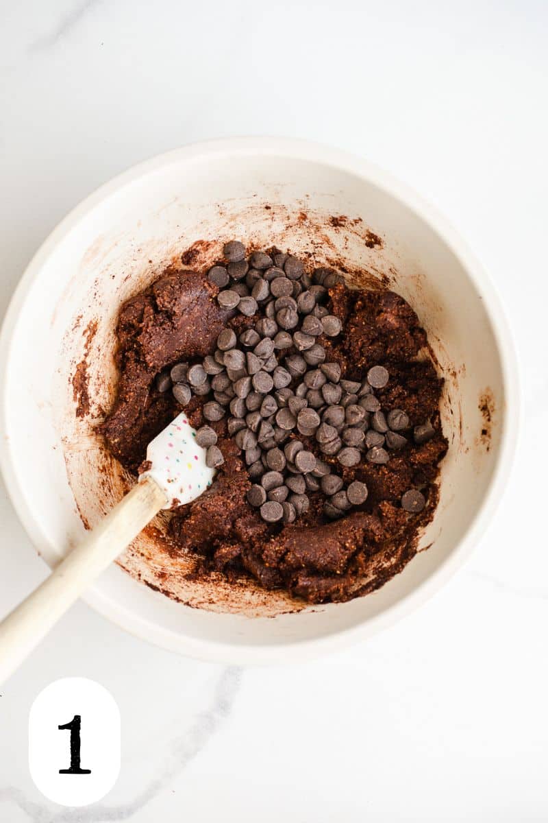 Brownie batter in a bowl. 