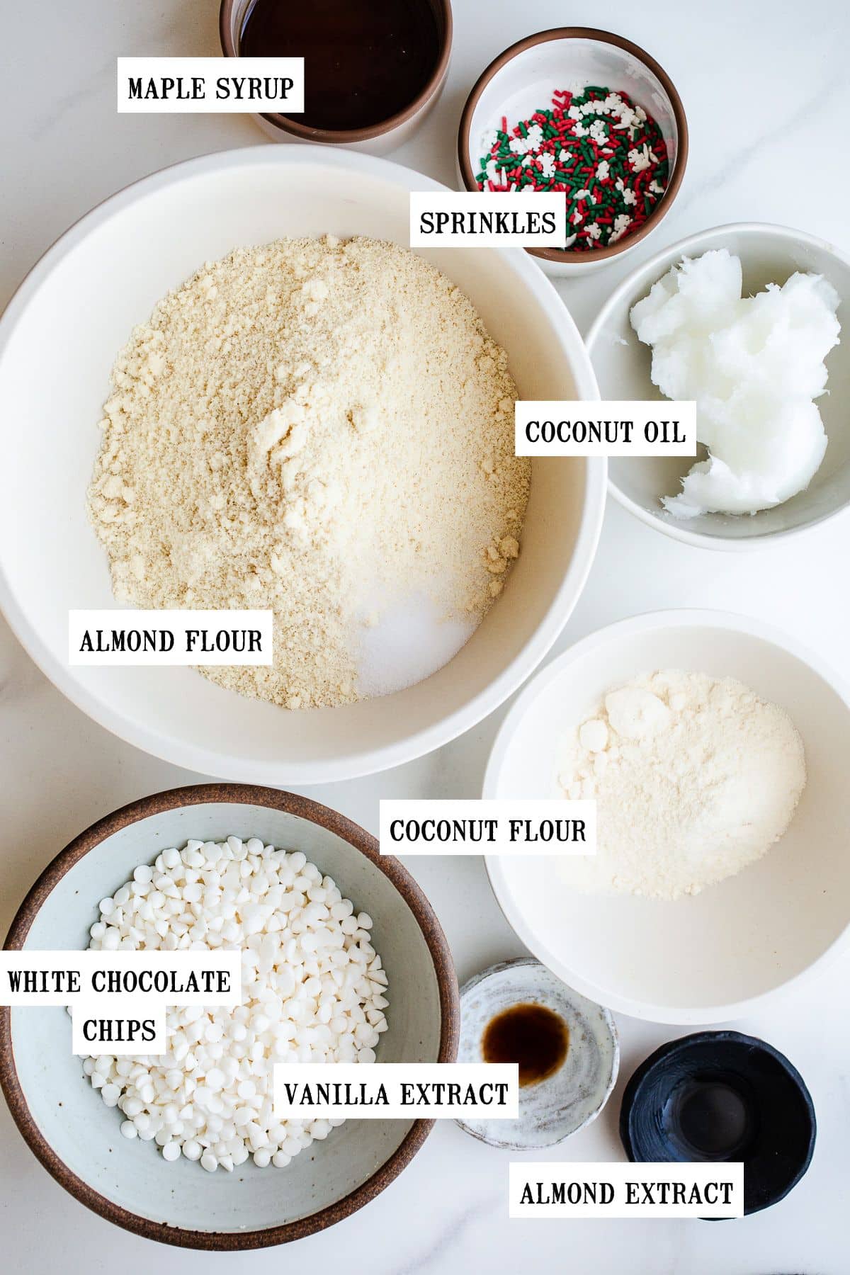 Ingredients to make sugar cookie balls.