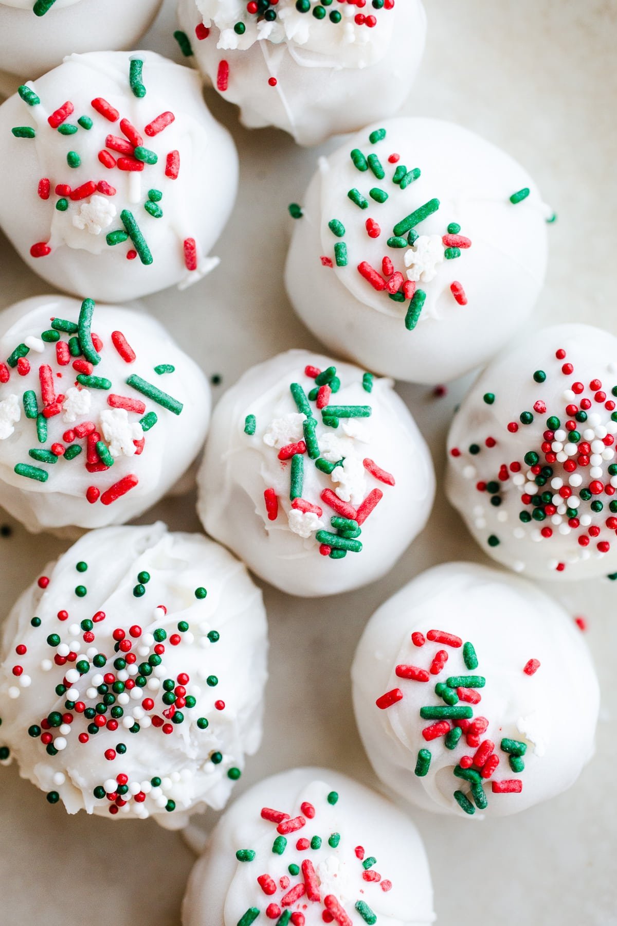 Sugar cookie balls with sprinkles.