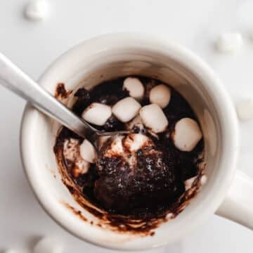 Chocolate cake in a mug.