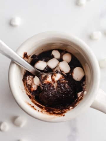 Chocolate cake in a mug.